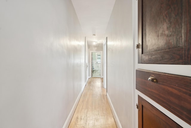 1287 City Park Ave, Columbus, OH 43206 - hallway with attic access, baseboards, and light wood-type flooring