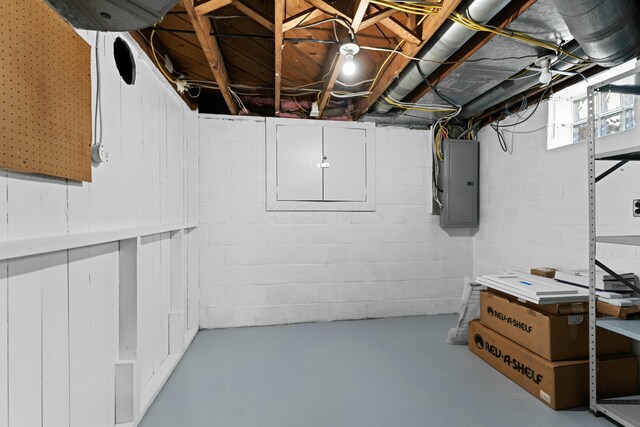 below grade area featuring electric panel