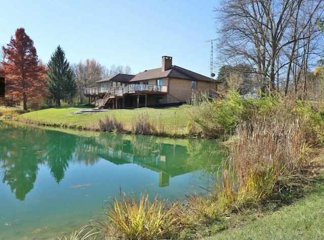 4070 Tradersville Brighton Rd, London, OH 43140 - dock area featuring a deck with water view and a lawn