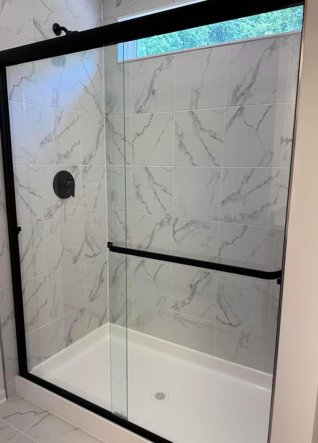 3441 Tender Ave Lot 7157, Powell, OH 43065 - full bathroom featuring a stall shower and marble look tile flooring