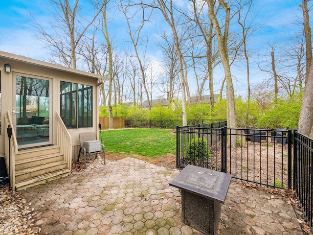 view of patio with a fenced backyard