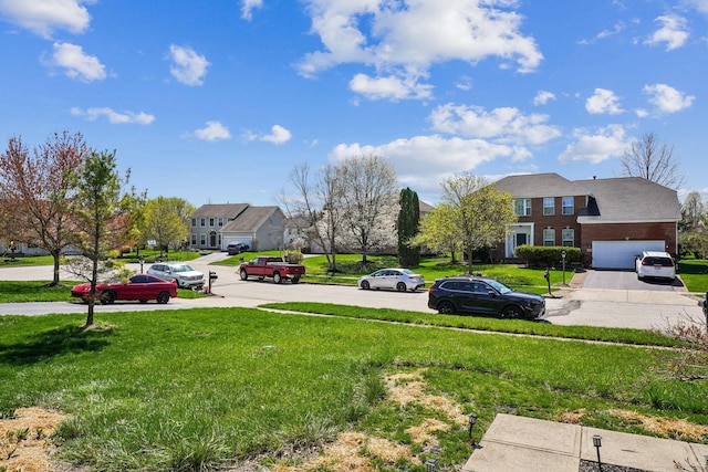 view of yard with a garage