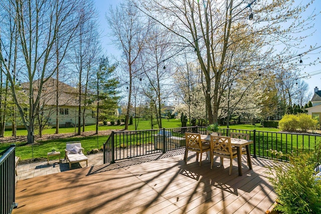 deck with a lawn