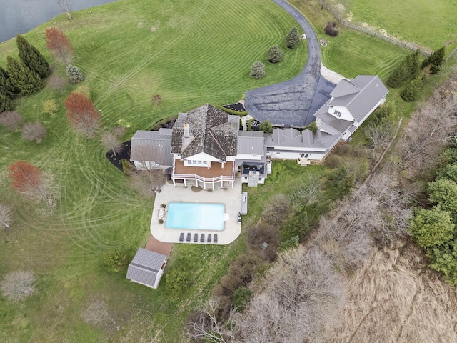 drone / aerial view featuring a rural view