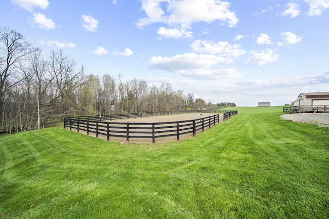 view of yard featuring an enclosed area and a rural view