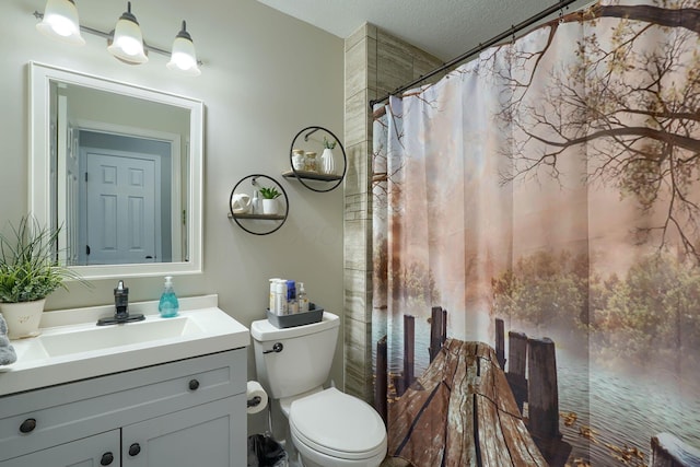 2655 Cross Creek Ave, Lancaster, OH 43130 - full bathroom with a textured ceiling, vanity, toilet, and curtained shower
