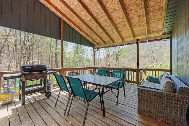 19990 Sowers Rd, Laurelville, OH 43135 - wooden terrace with outdoor dining area and grilling area
