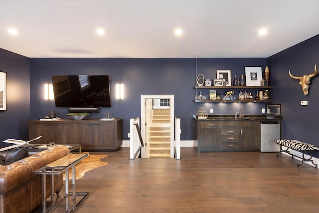 2 Albery Loop, New Albany, OH 43054 - bar with dishwashing machine, wet bar, recessed lighting, a sink, and dark wood-style floors