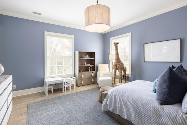 2 Albery Loop, New Albany, OH 43054 - bedroom with visible vents, baseboards, wood finished floors, and crown molding