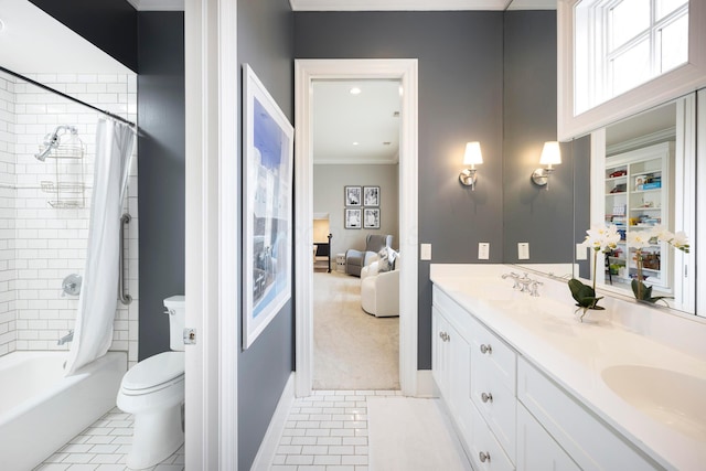 2 Albery Loop, New Albany, OH 43054 - full bathroom featuring toilet, tile patterned floors, crown molding, and a sink