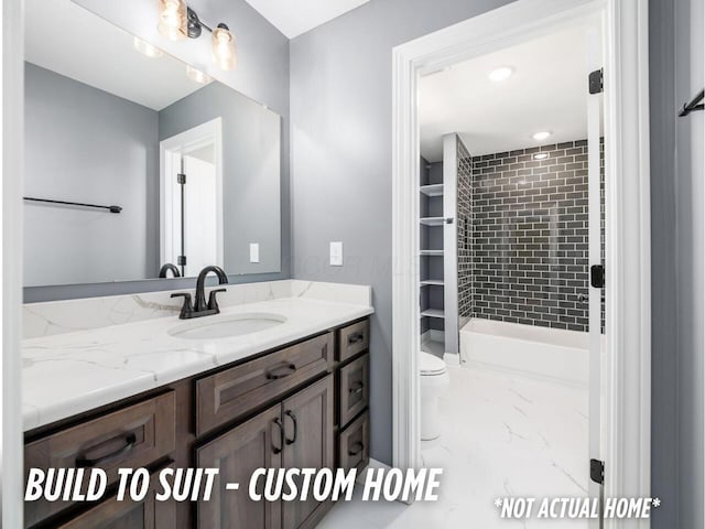 1736 Harvey Ln, Grove City, OH 43123 - full bathroom with marble finish floor, toilet, and vanity