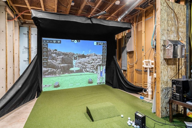 10577 Wellington Blvd, Powell, OH 43065 - rec room with golf simulator
