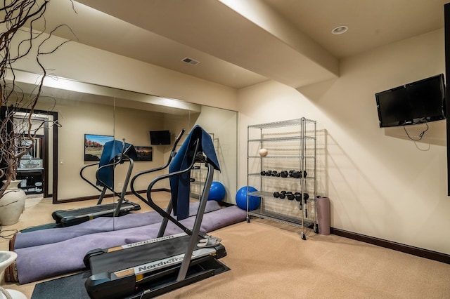 10577 Wellington Blvd, Powell, OH 43065 - workout area with carpet flooring and baseboards