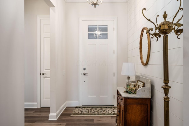8688 Eliot Dr, Plain City, OH 43064 - entryway with dark wood-style flooring and baseboards