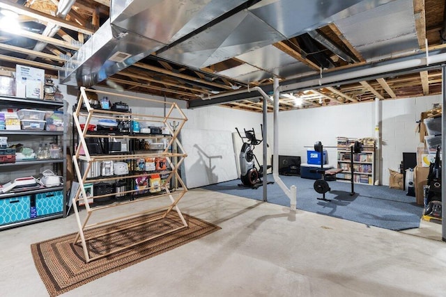 view of unfinished basement