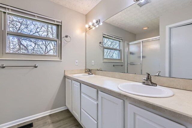 3225 Bellerive Dr, Pickerington, OH 43147 - bathroom featuring a sink, visible vents, and a textured ceiling