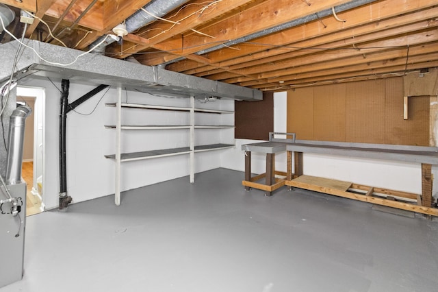 view of unfinished basement