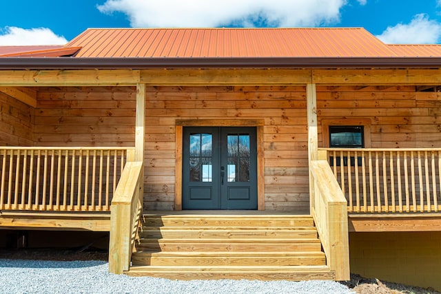 property entrance with french doors