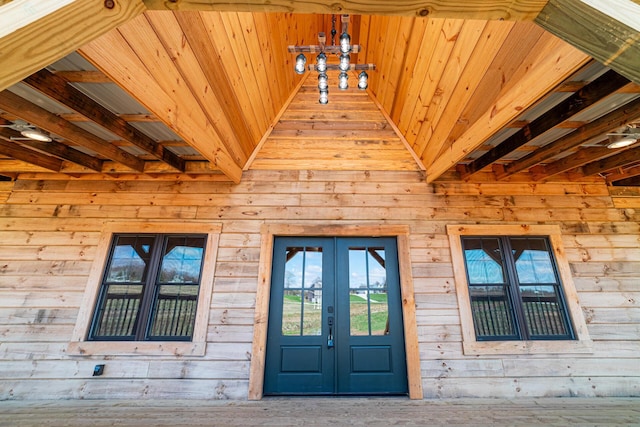 entrance to property featuring french doors