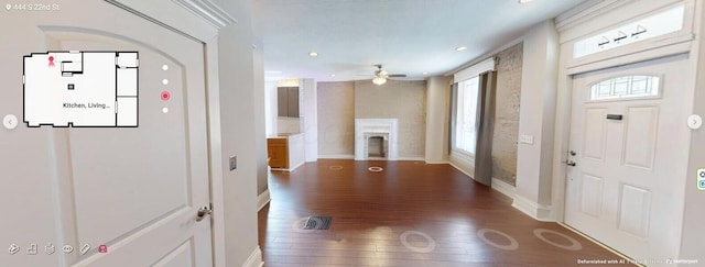 444 S 22nd St, Columbus, OH 43205 - foyer entrance with wood finished floors, plenty of natural light, ceiling fan, baseboards, and recessed lighting