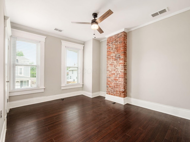 444 S 22nd St, Columbus, OH 43205 - spare room with ceiling fan, wood-type flooring, baseboards, and crown molding