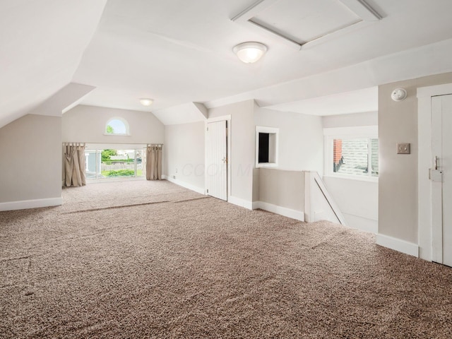 444 S 22nd St, Columbus, OH 43205 - bonus room featuring carpet, vaulted ceiling, baseboards, and healthy amount of natural light
