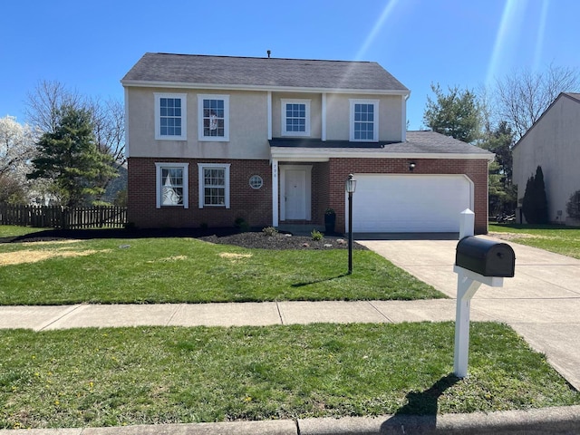 796 Village Park Dr, Powell, OH 43065 - view of front of property with brick siding, fence, driveway, and stucco siding