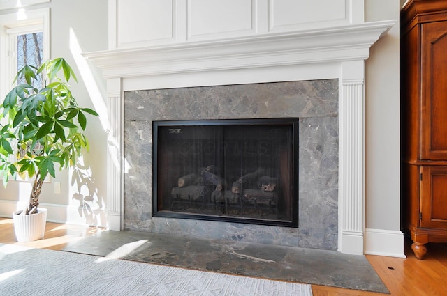 6795 Macneil Dr, Dublin, OH 43017 - interior details featuring a premium fireplace and wood finished floors