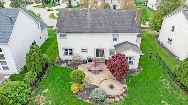drone / aerial view with a residential view