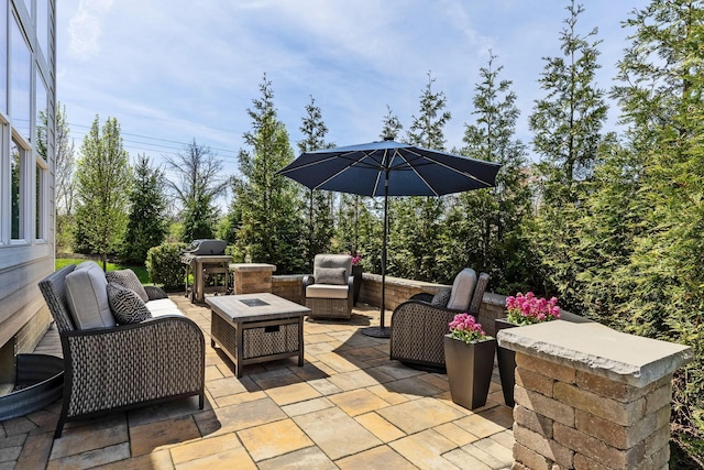 view of patio / terrace featuring an outdoor living space