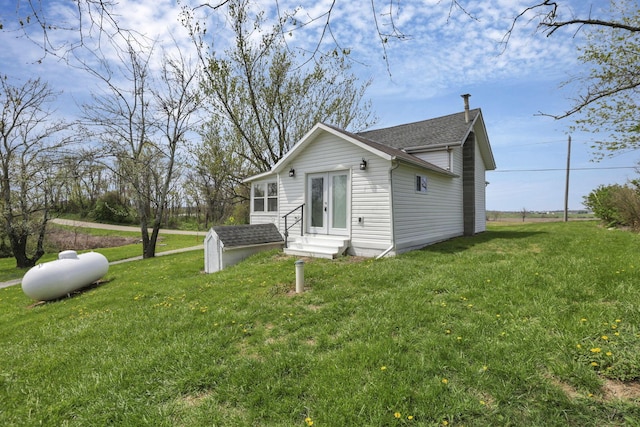 8400 16th Rd Unit Sw, Amanda, OH 43102 - view of front of home featuring entry steps, an outbuilding, a shed, and a front lawn