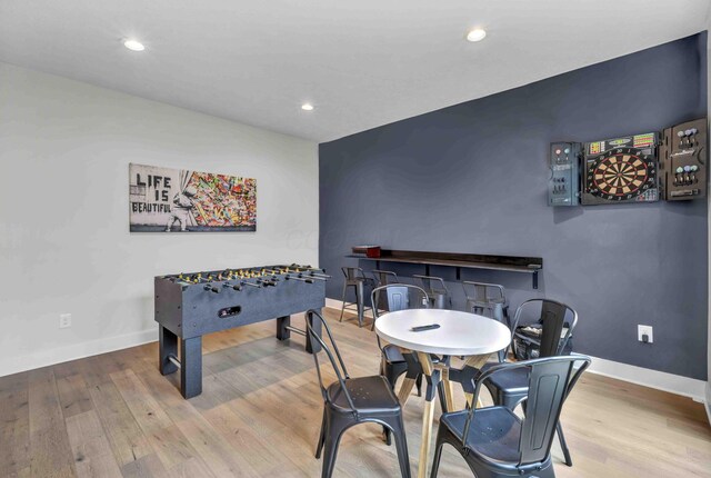 362-366 Zimpfer St Unit 1-3, Columbus, OH 43206 - game room featuring wood finished floors, baseboards, recessed lighting, and a bar