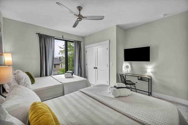 362-366 Zimpfer St Unit 1-3, Columbus, OH 43206 - bedroom with baseboards, carpet, a closet, and ceiling fan