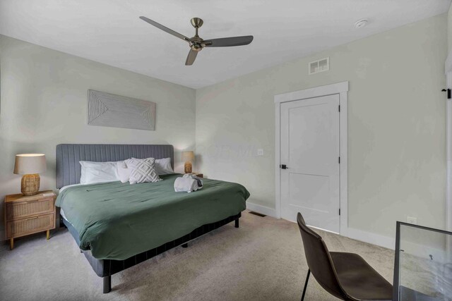 362-366 Zimpfer St Unit 1-3, Columbus, OH 43206 - bedroom with carpet floors, baseboards, and a ceiling fan