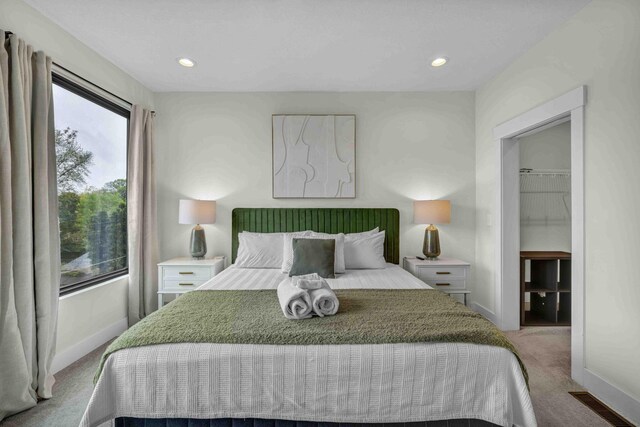362-366 Zimpfer St Unit 1-3, Columbus, OH 43206 - bedroom featuring carpet flooring, a spacious closet, baseboards, and recessed lighting