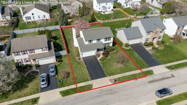 drone / aerial view with a residential view