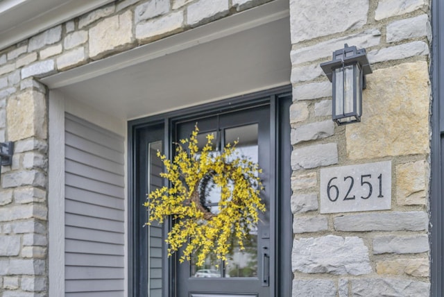 exterior details with stone siding