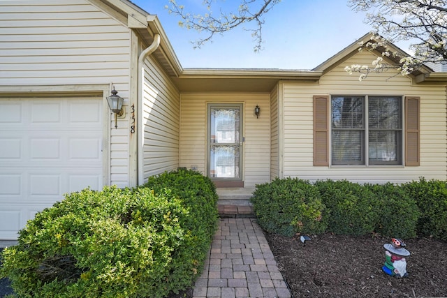 property entrance featuring a garage