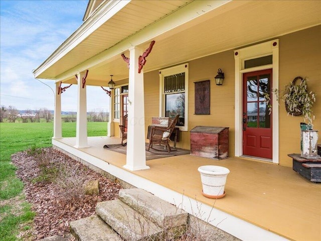 view of patio featuring a porch