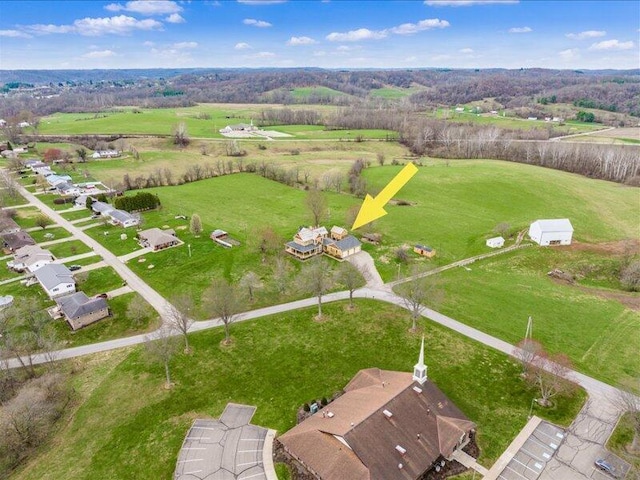 aerial view with a rural view