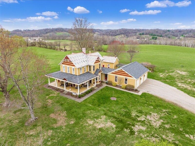 drone / aerial view with a rural view