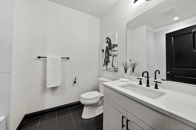 225 John H Mcconnell Blvd Unit 705, Columbus, OH 43215 - full bathroom featuring vanity, baseboards, tile patterned floors, toilet, and visible vents