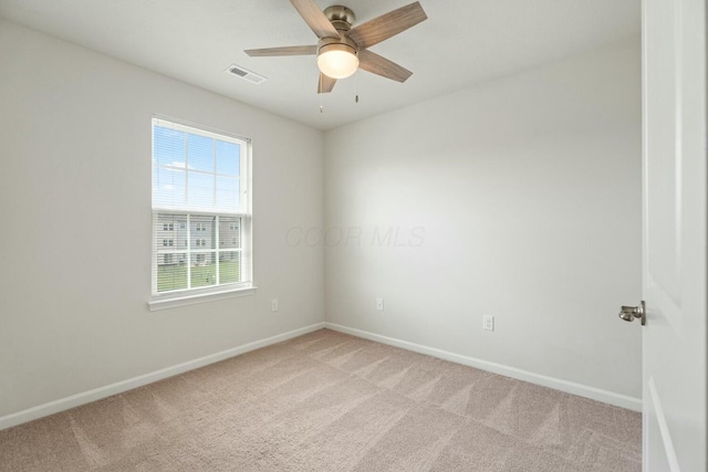 858 Blackcomb Dr, Cincinnati, OH 45244 - unfurnished room with visible vents, light colored carpet, baseboards, and ceiling fan