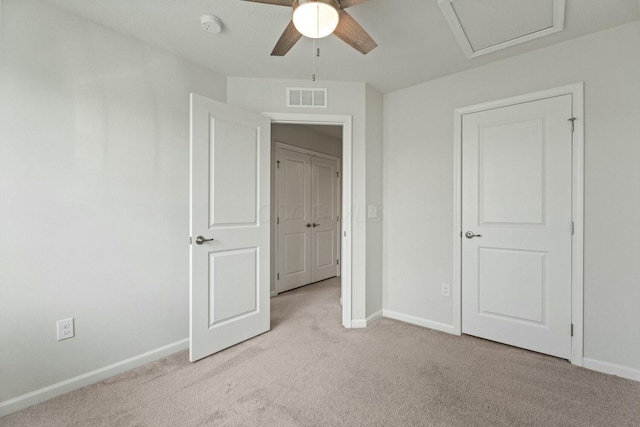 858 Blackcomb Dr, Cincinnati, OH 45244 - unfurnished bedroom with light carpet, baseboards, a ceiling fan, and visible vents