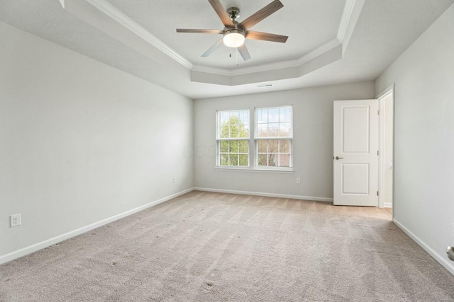 858 Blackcomb Dr, Cincinnati, OH 45244 - carpeted empty room featuring ornamental molding, baseboards, a raised ceiling, and a ceiling fan