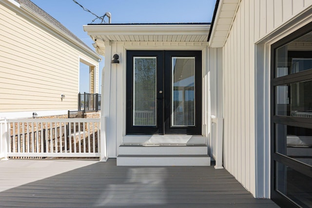 deck featuring french doors and entry steps