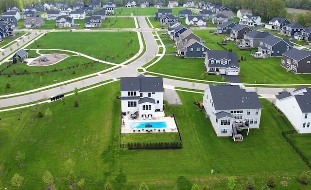 aerial view with a residential view