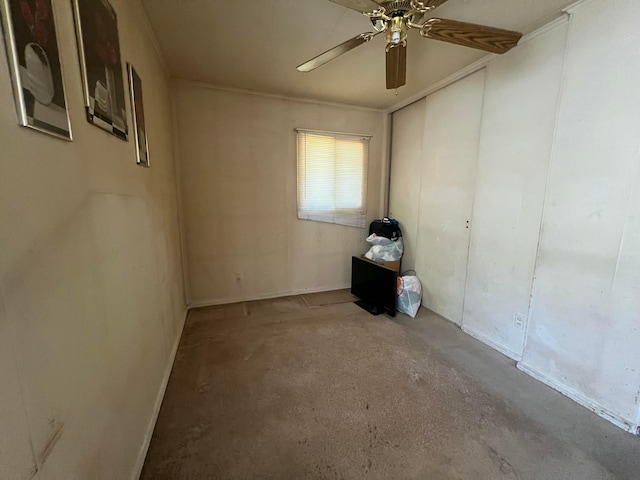 1054 S Hampton Rd, Columbus, OH 43227 - spare room with ceiling fan and unfinished concrete floors