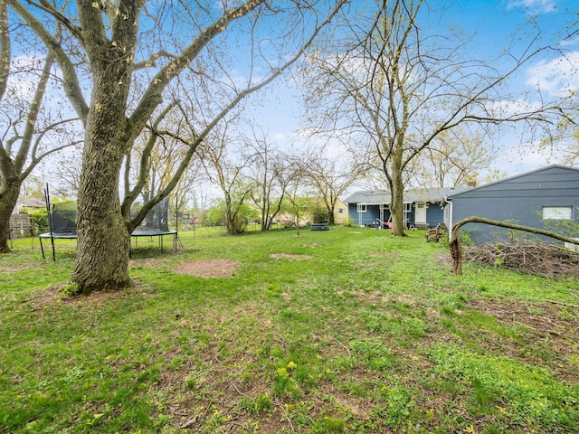 view of yard with a trampoline