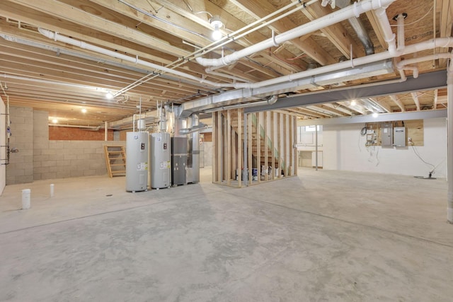 5351 Lilac Ave, Grove City, OH 43123 - unfinished below grade area featuring electric water heater, electric panel, and heating unit
